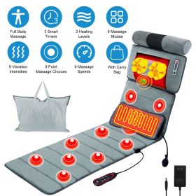 Full Body Electric Massage Mat with Heat Vibration Massage Pad Cushion Back Massage Mattress Chair Pad with Neck Massager Lumbar Pillow with 10 V