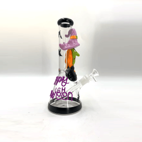 Handmade Halloween decorations high-end 10-inch tall bong-type water pipe water pipe stand glass tube diffusion filter transparent connector size (Color: wupuo)