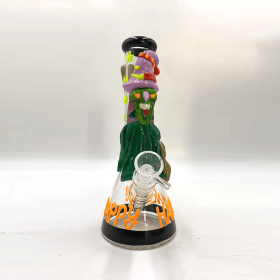 Handmade Halloween decorations high-end 10-inch tall bong-type water pipe water pipe stand glass tube diffusion filter transparent connector size (Color: lvlian)